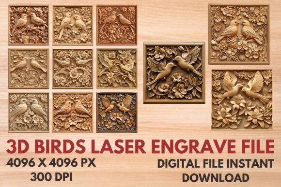 3D Birds Laser Engrave File – A Versatile Design Resource for Creative Projects