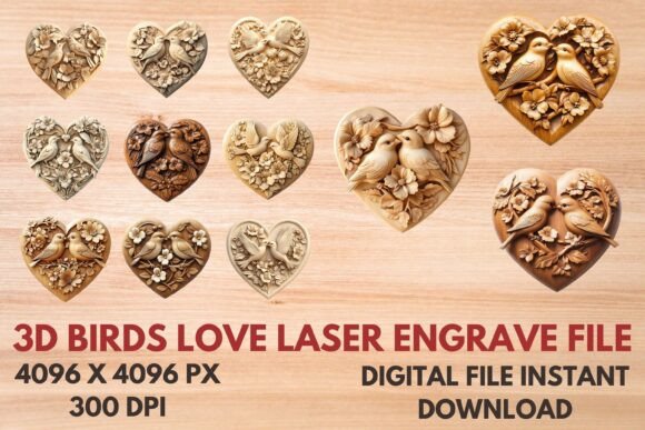 3D Birds Love Laser Engrave File: A Versatile Digital Asset for Creative Projects