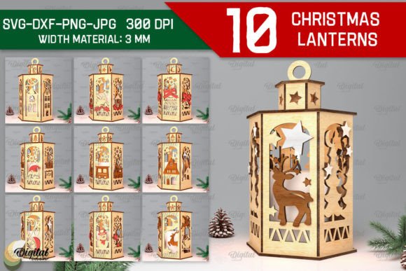 3D Christmas Lanterns Laser Cut Bundle: Festive Design Assets
