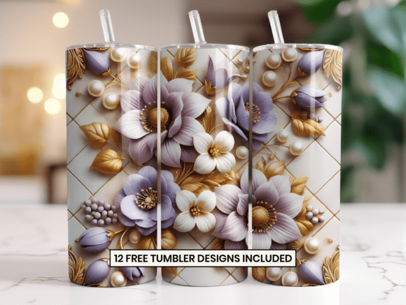 3D Floral Tumbler Wrap – Garden Reverie