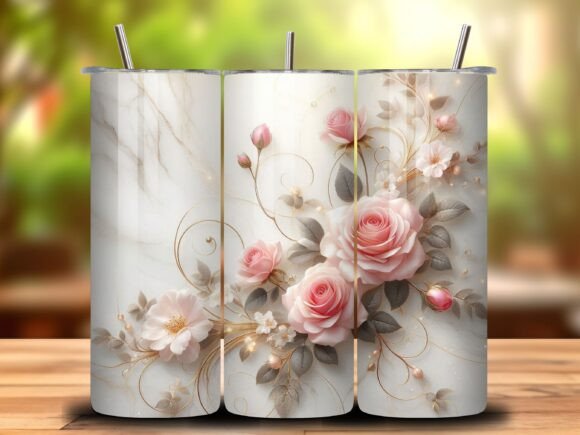 3D Flowers Roses 20 Oz Tumbler Wrap V.2: A Vibrant Design for Creative and Commercial Use