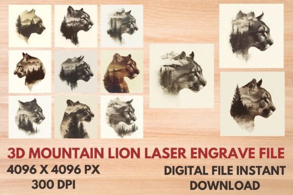 3D Mountain Lion Laser Engrave File: Creative Possibilities for Designers