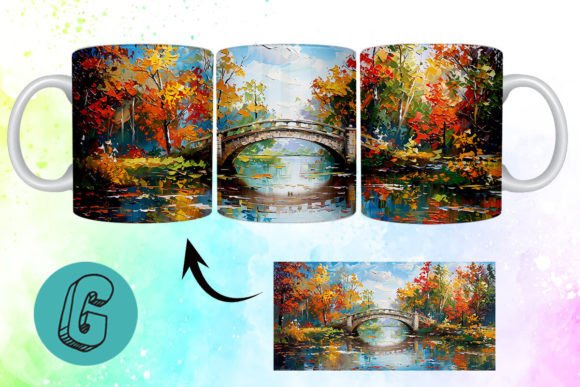 3D Oil Paint Autumn Park Mug Wrap 02: A Must-Have for Creative DIY Projects