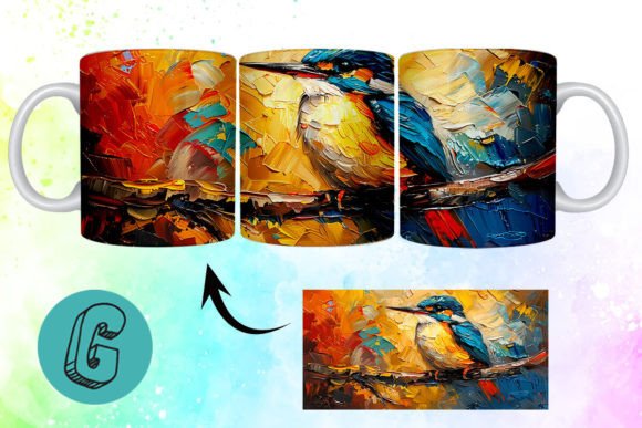 3D Oil Paint Cute Bird Mug Wrap 20: A Creative Digital Resource for DIY Enthusiasts