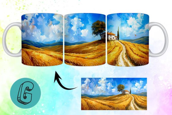 3D Oil Paint Landscape Mug Wrap 05: A Versatile Digital Design for Creative Enthusiasts