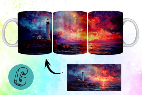 3D Oil Paint Lighthouse Mug Wrap 12: A Creative Tool for Modern DIY Enthusiasts