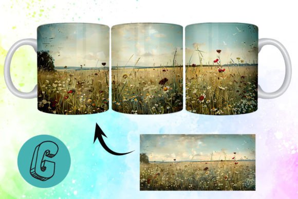 3D Oil Paint Wildflowers Mug Wrap 11