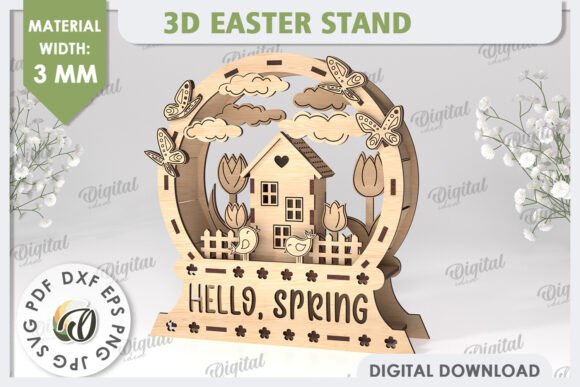 3D Spring Decor Laser Cut Easter Stand