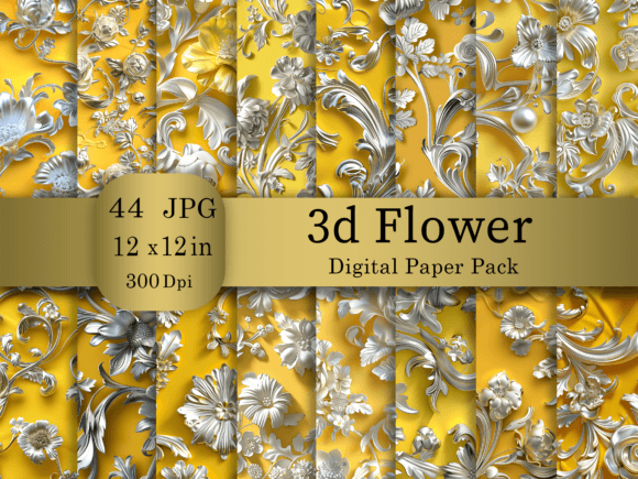 3D Yellow Flower Digital Paper Bundle: A Versatile Resource for Creative Projects