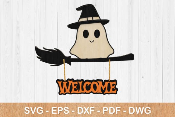 Cute Ghost Halloween Welcome Sign SVG 3D: Spooky Creativity for Your Projects