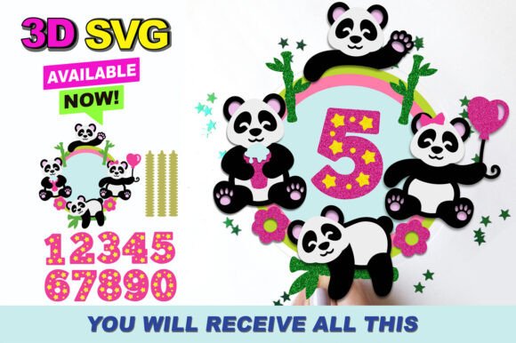 Cute Panda Cake Topper 3D SVG – A Playful Design Asset