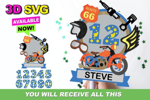 Vintage Motorcycle Cake Topper 3D SVG – A Creative Cut Above the Rest