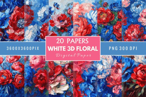 White 3D Floral Digital Papers Bundle: A Creative Resource for Designers and Crafters